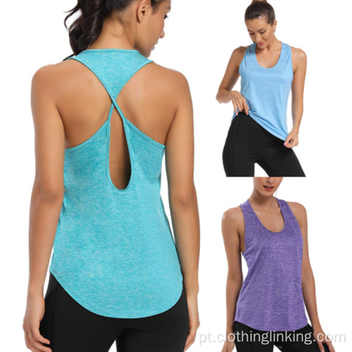 Workout Open Back T-Shirts para Mulheres